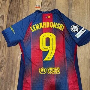 NWT ROBERT LEWANDOWSKI BARCA BARCELONA CHAMPIONS LEAGUE 25/26 HOME JERSEY NIKE L